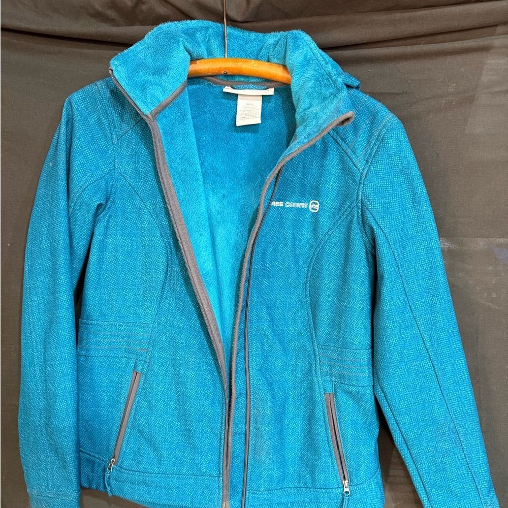 Free Country Blue Hooded Softshell Jacket | Faux Fur Lined Winter Coat | Small
